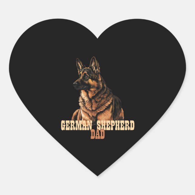 German Shepherd Dad, GSD Owner Dad Heart Sticker (Front)