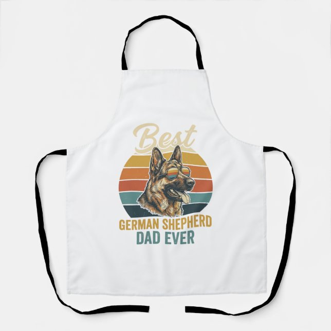 German Shepherd Dad Vintage Sunset Shirt Design Apron (Front)