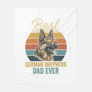 German Shepherd Dad Vintage Sunset Shirt Design Fleece Blanket