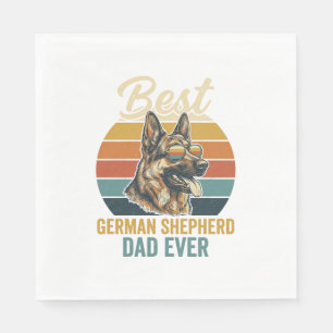 German Shepherd Dad Vintage Sunset Shirt Design Napkins