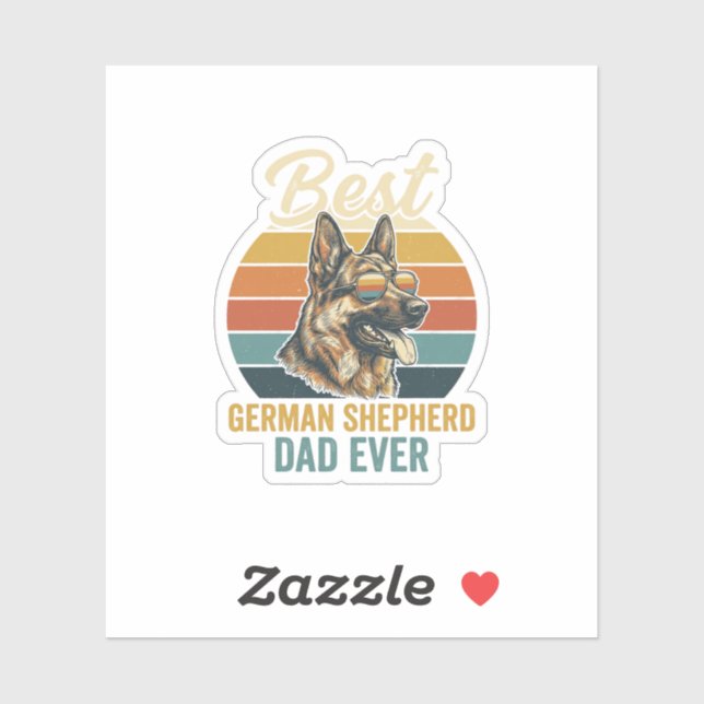 German Shepherd Dad Vintage Sunset Shirt Design Sticker (Sheet)