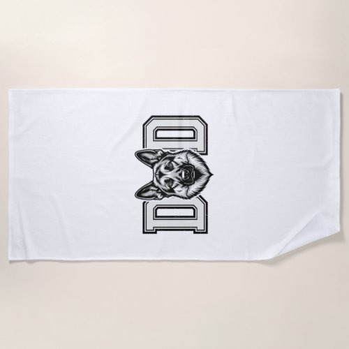 German Shepherd Dad Vintage Vector Shirt Design_1 Beach Towel