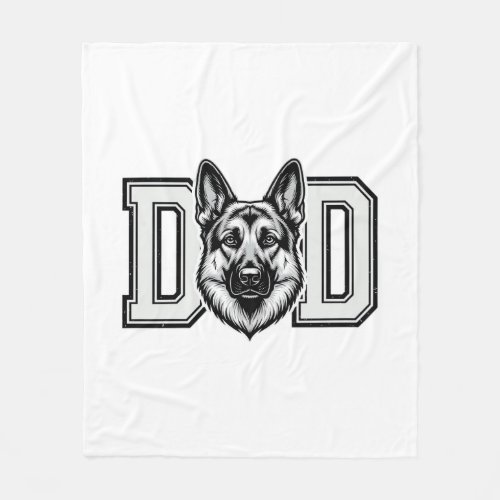 German Shepherd Dad Vintage Vector Shirt Design_1 Fleece Blanket