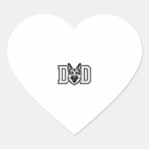 German Shepherd Dad Vintage Vector Shirt Design_1 Heart Sticker