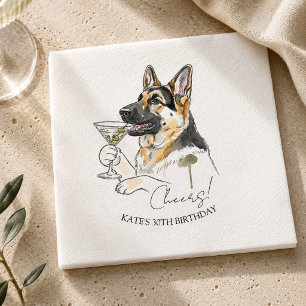 German Shepherd Dirty Martini Cocktail Napkins