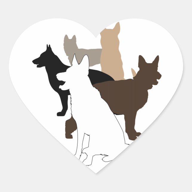 German Shepherd Diversity and Love Heart Sticker (Front)