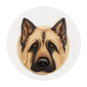 German Shepherd Dog 3D Inspired Edible Frosting Rounds