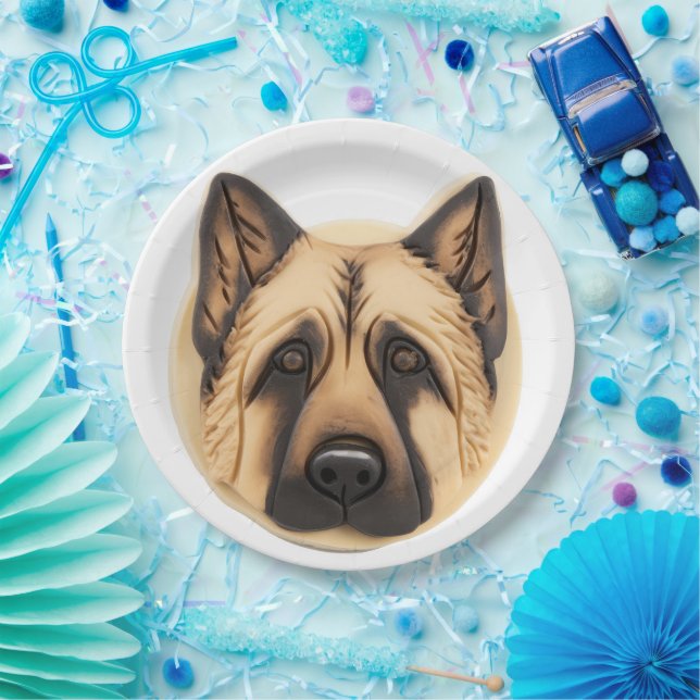 German Shepherd Dog 3D Inspired Paper Plates (Party)