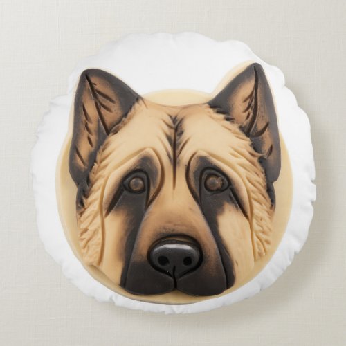 German Shepherd Dog 3D Inspired Round Pillow