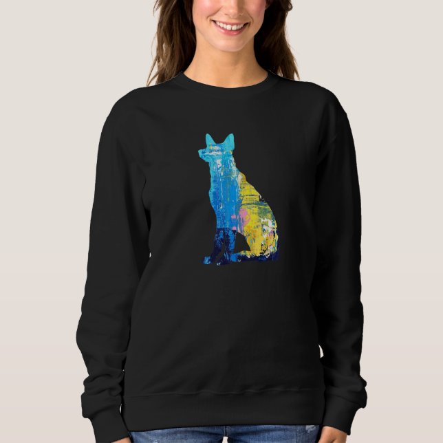 German Shepherd Dog Abstract Painting Art Colorful Sweatshirt (Front)