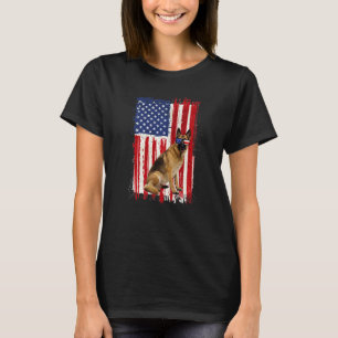 German Shepherd Dog American Flag Patriotic 4th J T-Shirt