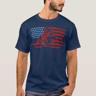 German Shepherd Dog American Flag Patriotic K-9 Un T-Shirt