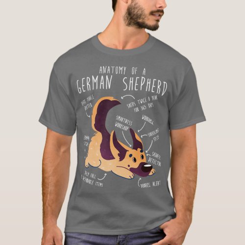 German Shepherd Dog Anatomy T_Shirt