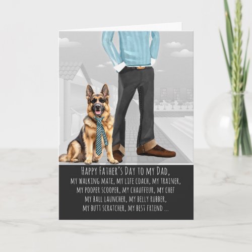 German Shepherd Dog and Dad Funny Father's Day Holiday Card