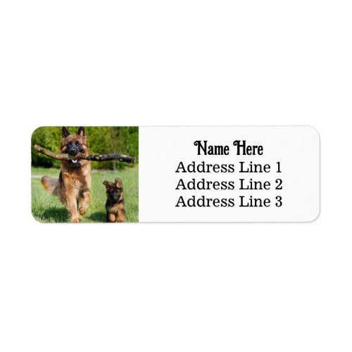 German Shepherd Dog and Puppy Return Address Label