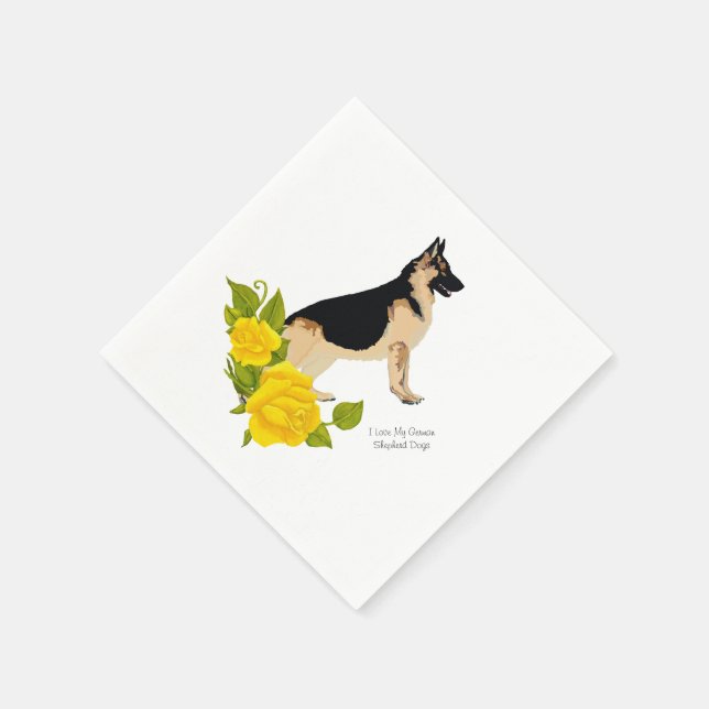 German Shepherd Dog and Yellow Roses Napkins (Corner)
