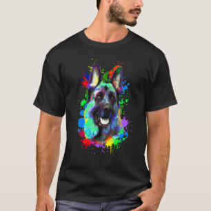 German Shepherd Dog Animal Water Art T-Shirt