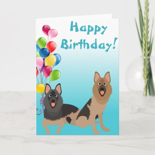 German Shepherd Dog Animal with Balloons Card