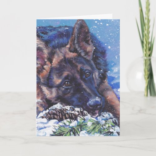 German Shepherd Dog Art Christmas Holiday Card