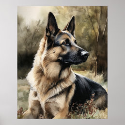 German Shepherd Dog Art Print Poster