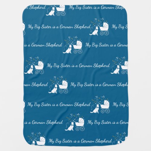 German Shepherd Dog Baby Shower Blue Boy Baby Blanket