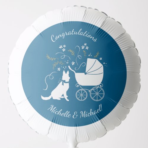 German Shepherd Dog Baby Shower Blue Boy Balloon