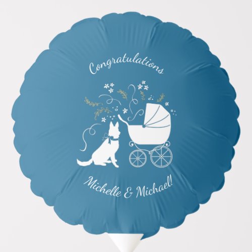 German Shepherd Dog Baby Shower Blue Boy Balloon