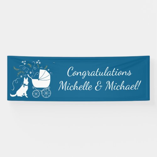 German Shepherd Dog Baby Shower Blue Boy Banner