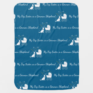 German Shepherd Dog Baby Shower Blue Boy Blanket