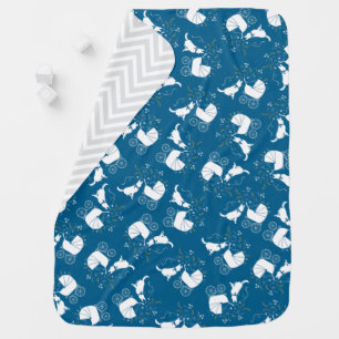 German Shepherd Dog Baby Shower Blue Boy Blanket