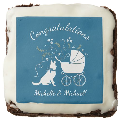 German Shepherd Dog Baby Shower Blue Boy Brownie