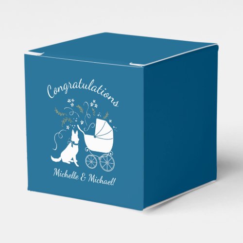 German Shepherd Dog Baby Shower Blue Boy Favor Boxes