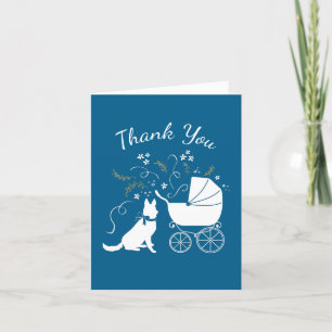 German Shepherd Dog Baby Shower Blue Boy Letterpress Thank You Card
