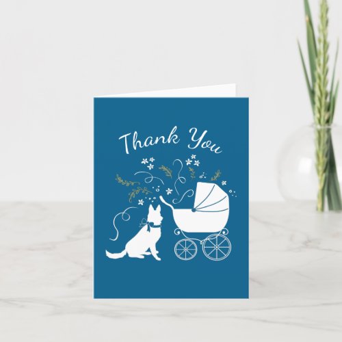 German Shepherd Dog Baby Shower Blue Boy Thank You Card