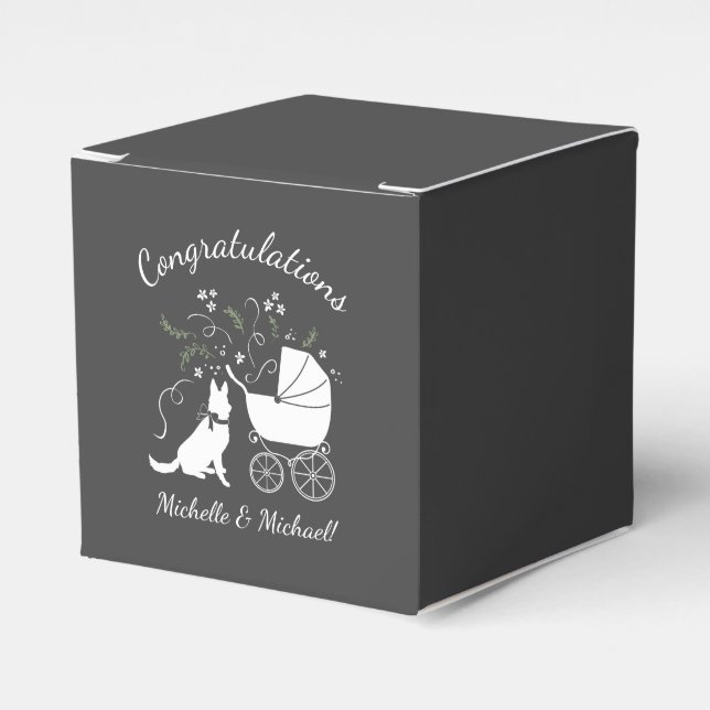 German Shepherd Dog Baby Shower Favor Boxes (Front Side)