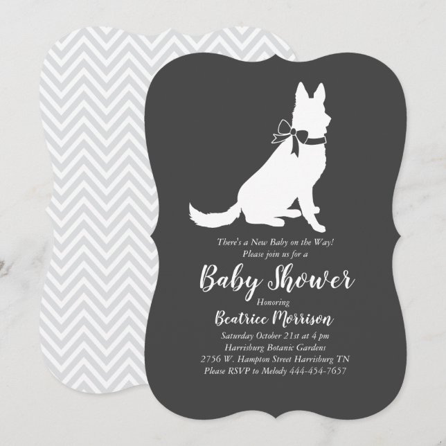 German Shepherd Dog Baby Shower Gender Neutral Invitation (Front/Back)