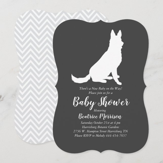 German Shepherd Dog Baby Shower Gender Neutral Invitation (Front/Back)