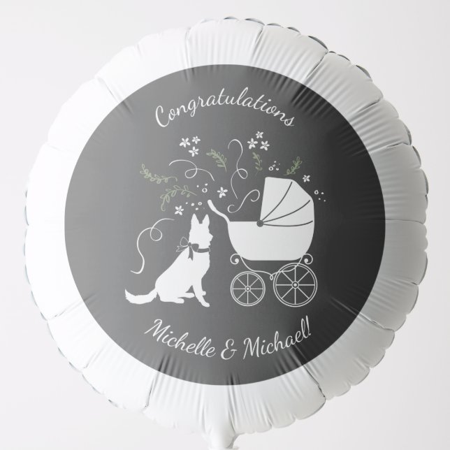 German Shepherd Dog Baby Shower Genderless Balloon (Front)