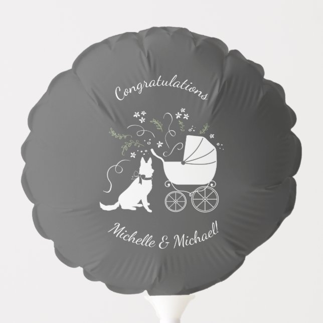 German Shepherd Dog Baby Shower Genderless Balloon (Front)