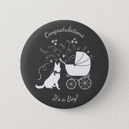 German Shepherd Dog Baby Shower Genderless Button