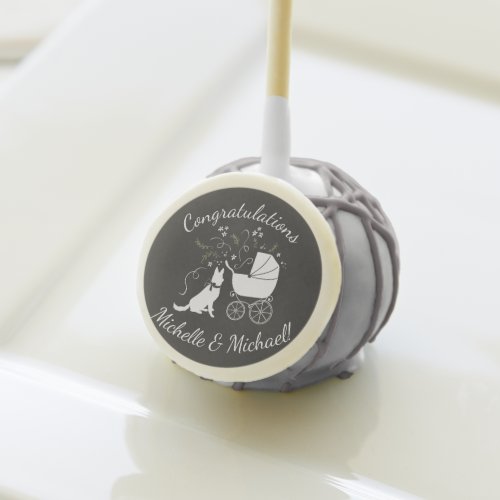 German Shepherd Dog Baby Shower Genderless Cake Pops