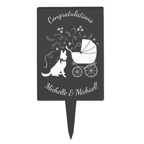 German Shepherd Dog Baby Shower Genderless Cake Topper