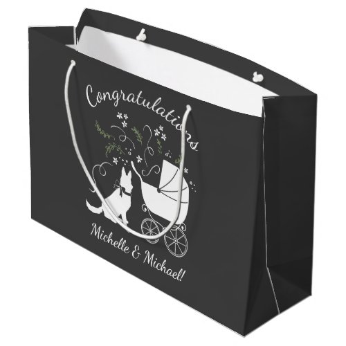 German Shepherd Dog Baby Shower Genderless Large Gift Bag