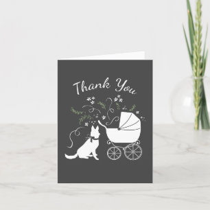 German Shepherd Dog Baby Shower Genderless Letterpress Thank You Card