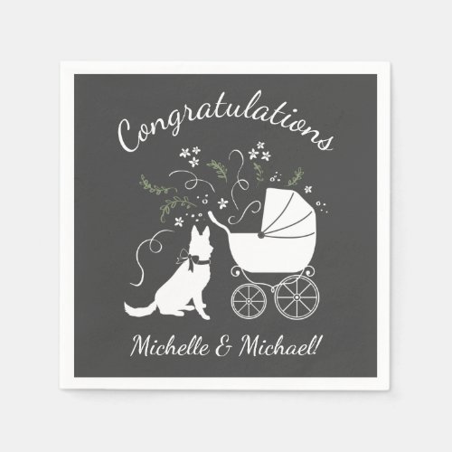 German Shepherd Dog Baby Shower Genderless Napkins