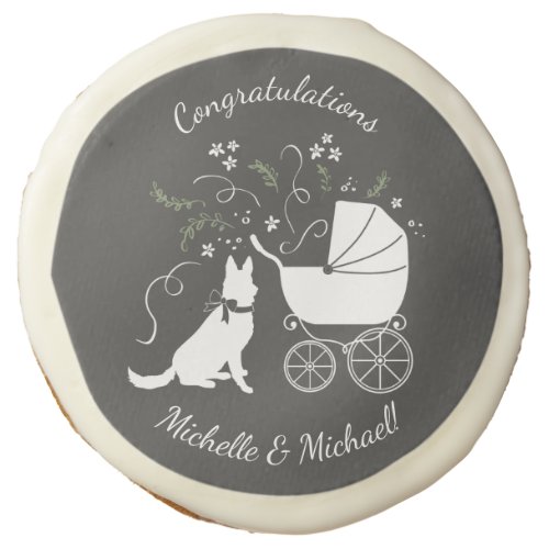 German Shepherd Dog Baby Shower Genderless Sugar Cookie