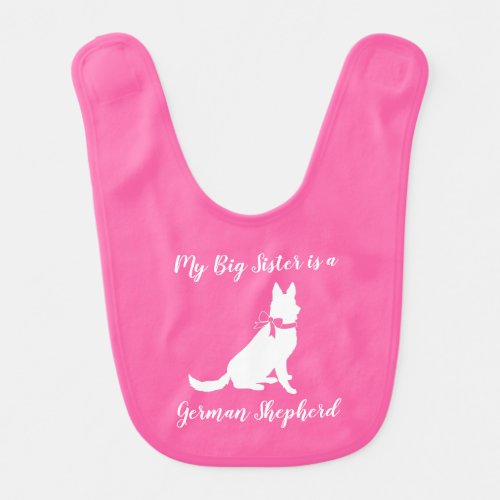 German Shepherd Dog Baby Shower Pink Girl Baby Bib