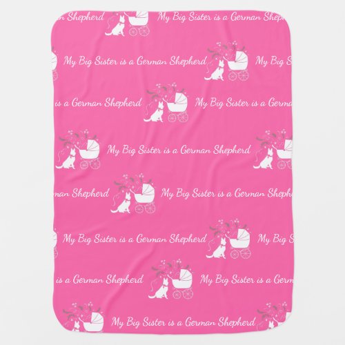 German Shepherd Dog Baby Shower Pink Girl Baby Blanket