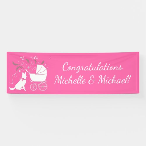 German Shepherd Dog Baby Shower Pink Girl Banner