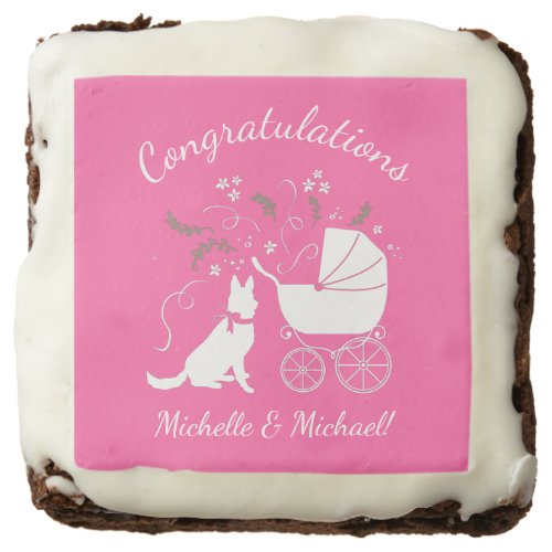 German Shepherd Dog Baby Shower Pink Girl Brownie